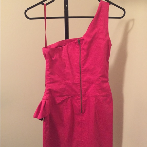 Neon Pink French Connection One Shoulder Dress - Picture 3 of 4